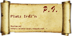 Platz Irén névjegykártya